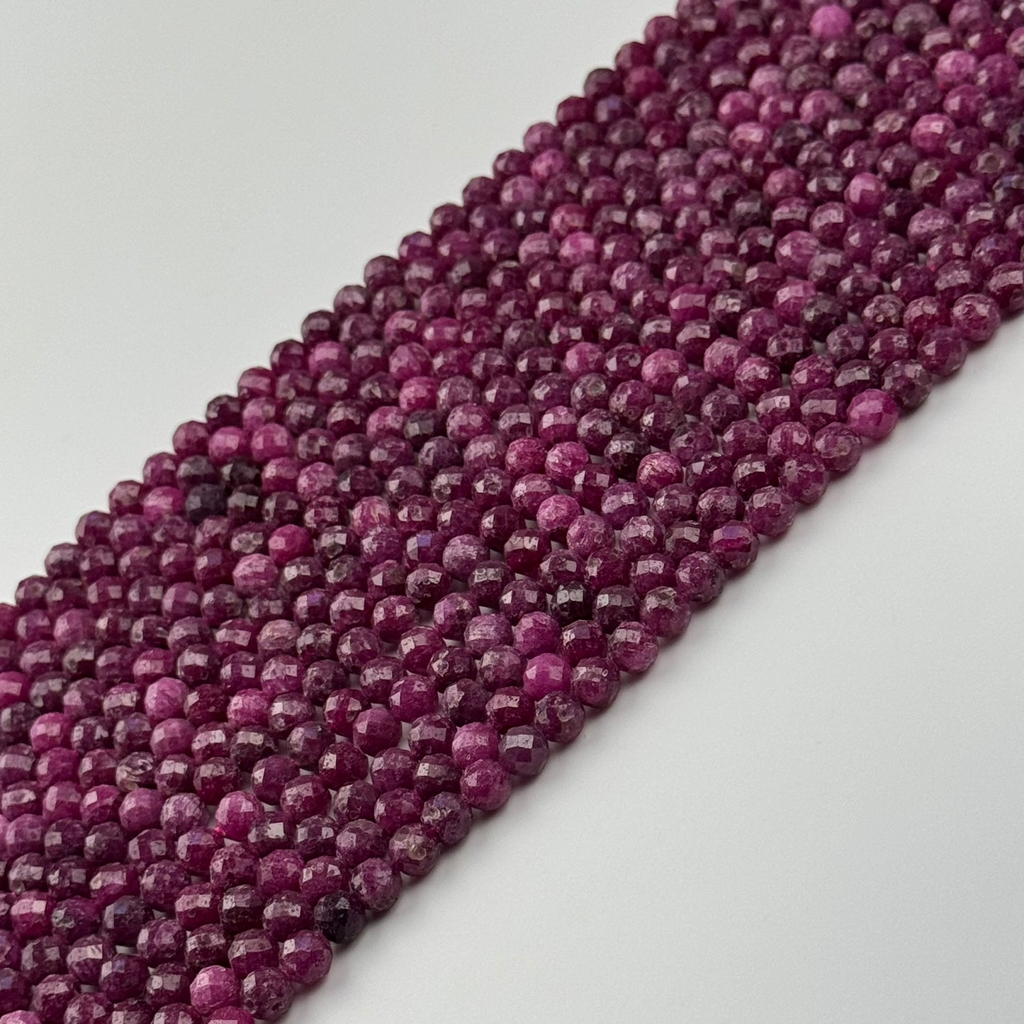 Ruby Faceted Glass Filled Round Precious Stone Beads - (B Quality)