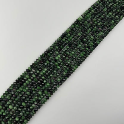 Ruby Zoisite Faceted Rondelle Gemstone Beads - (A Quality)