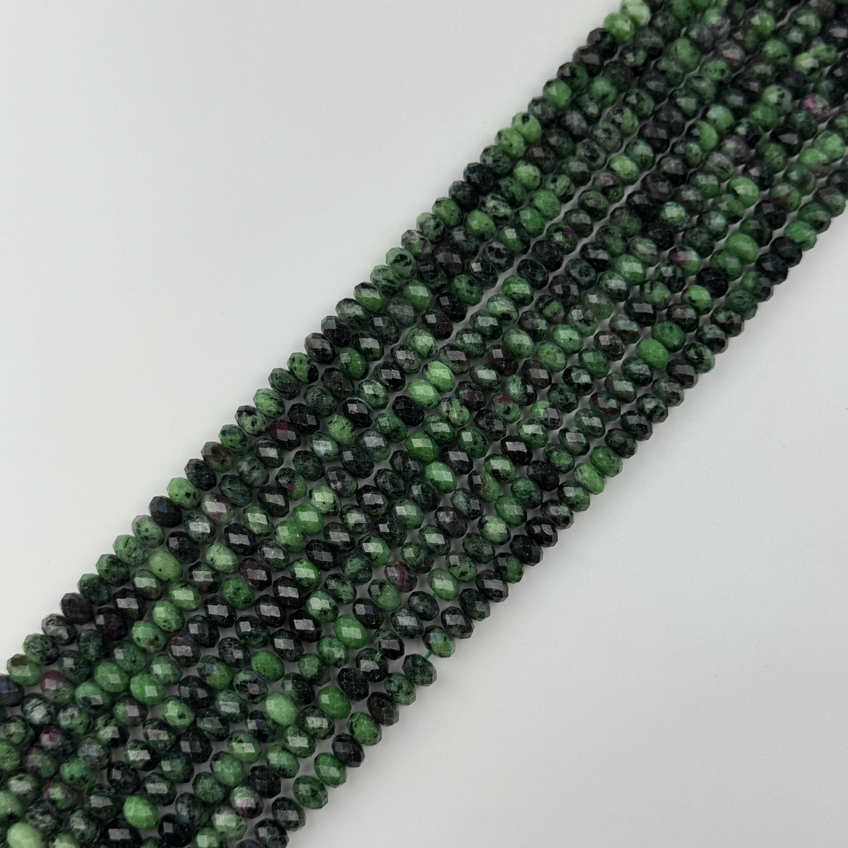 Ruby Zoisite Faceted Rondelle Gemstone Beads - (A Quality)