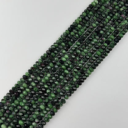 Ruby Zoisite Faceted Rondelle Gemstone Beads - (A Quality)