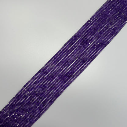 Amethyst Faceted Rondelle Gemstone Beads - (AAA Quality)