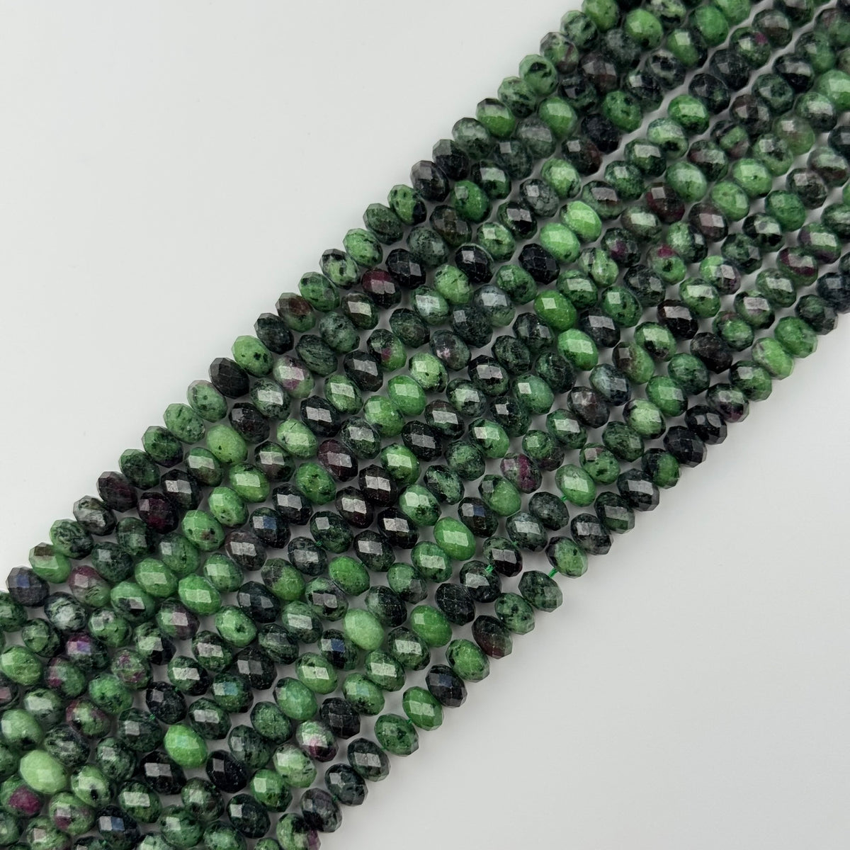 Ruby Zoisite Faceted Rondelle Gemstone Beads - (A Quality)