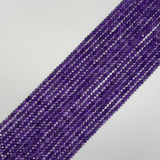 Amethyst Faceted Rondelle Gemstone Beads - (AAA Quality)