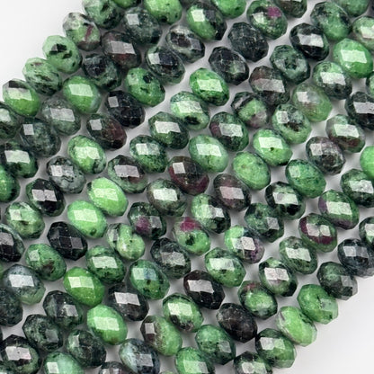 Ruby Zoisite Faceted Rondelle Gemstone Beads - (A Quality)