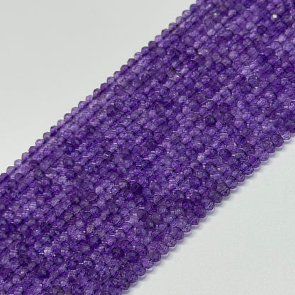 Amethyst Faceted Rondelle Gemstone Beads - (AAA Quality)