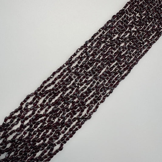 Garnet Polished Four-Sided Barrel Gemstone Beads (A Quality)