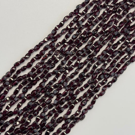 Garnet Polished Four-Sided Barrel Gemstone Beads (A Quality)