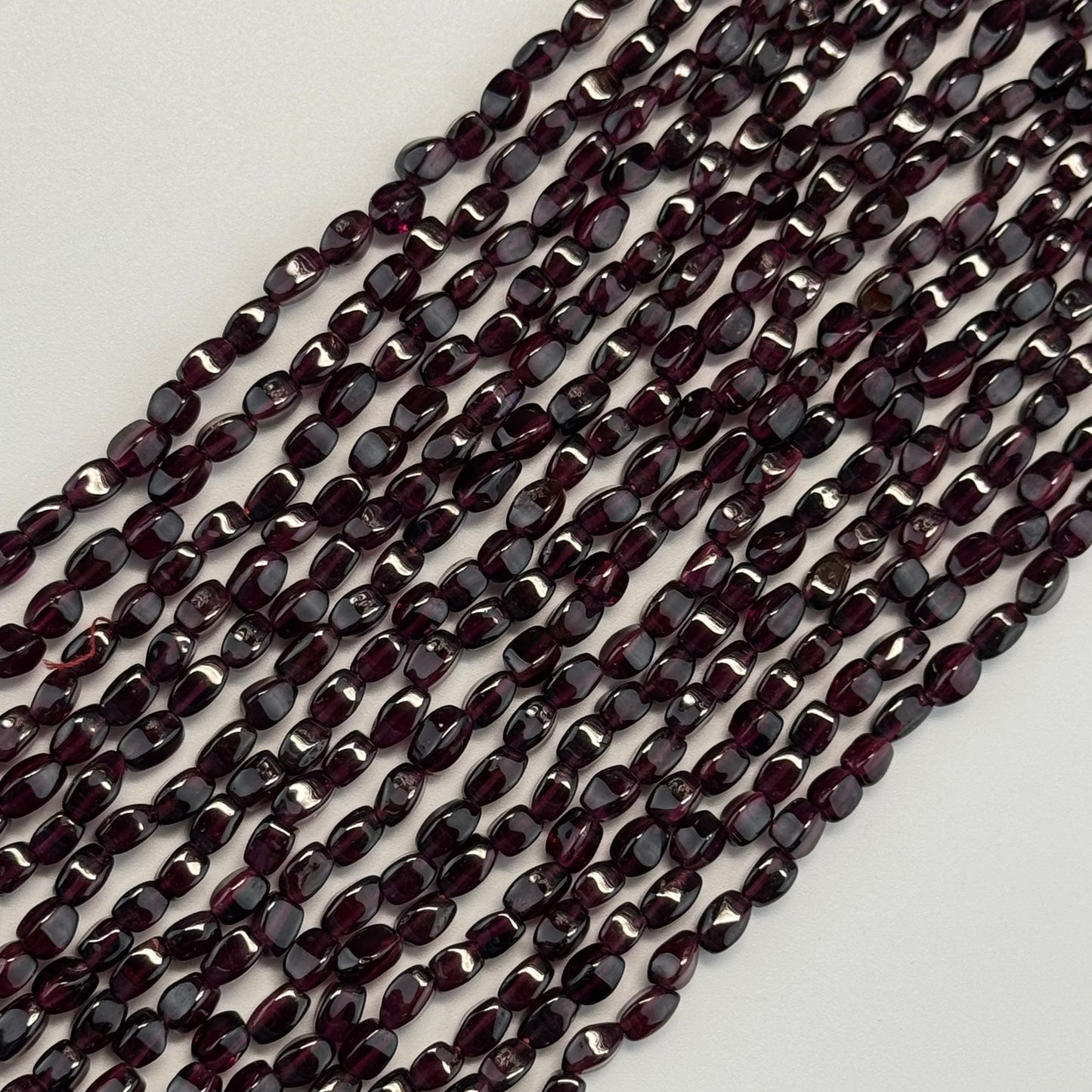 Garnet Polished Four-Sided Barrel Gemstone Beads (A Quality)