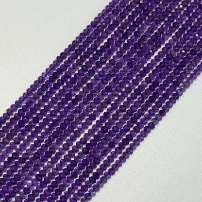 Amethyst Faceted Rondelle Gemstone Beads - (AAA Quality)