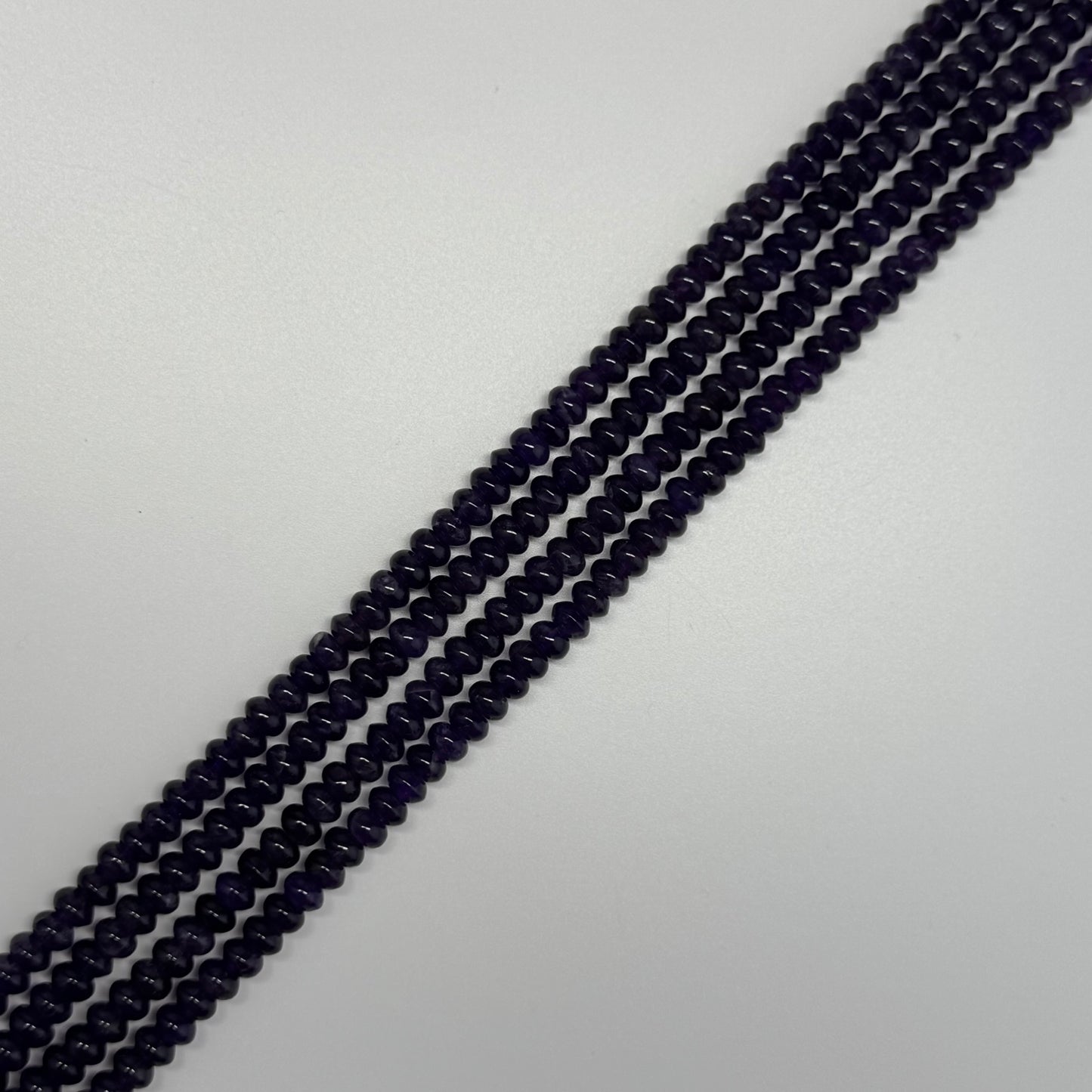 Amethyst Polished Rondelle Beads - (AA Quality)