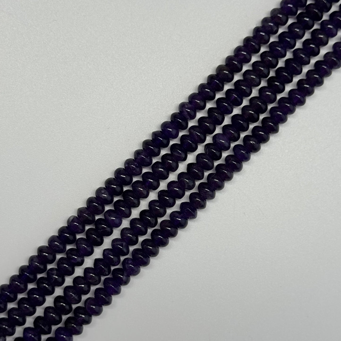 Amethyst Polished Rondelle Beads - (AA Quality)