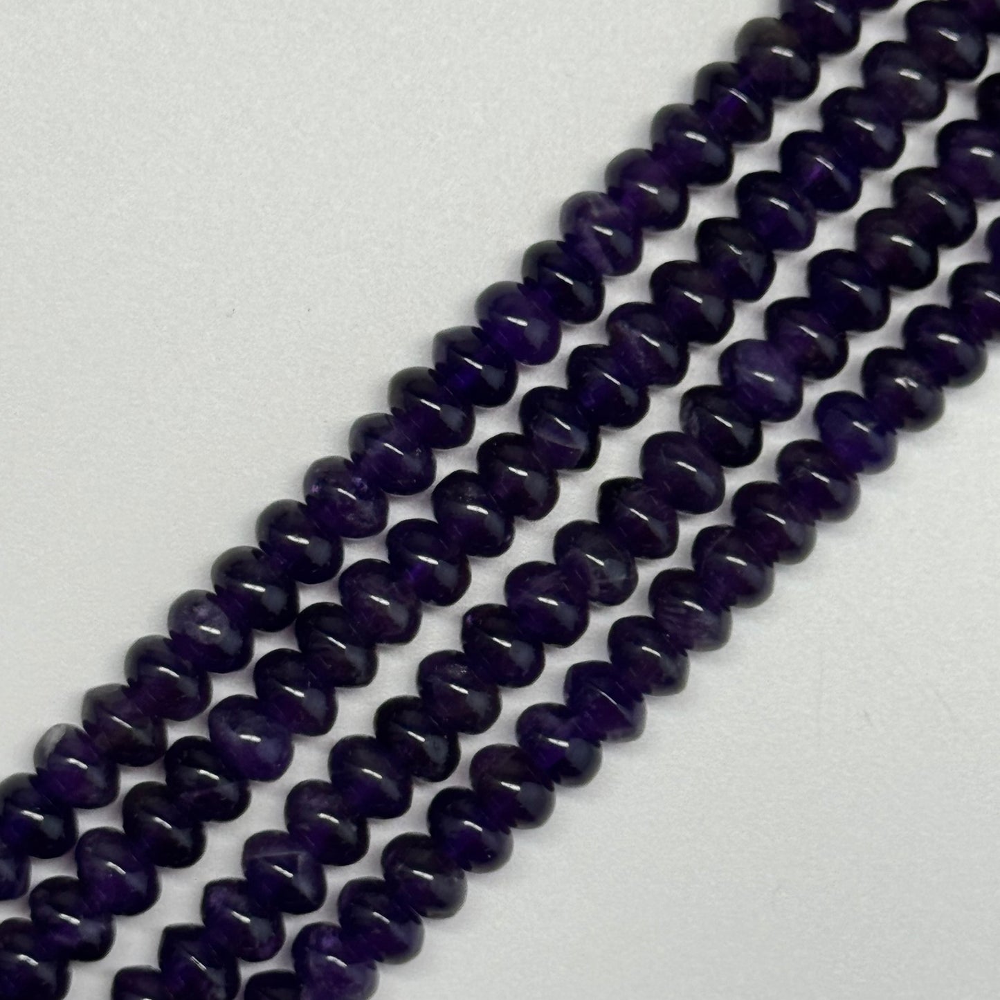 Amethyst Polished Rondelle Beads - (AA Quality)