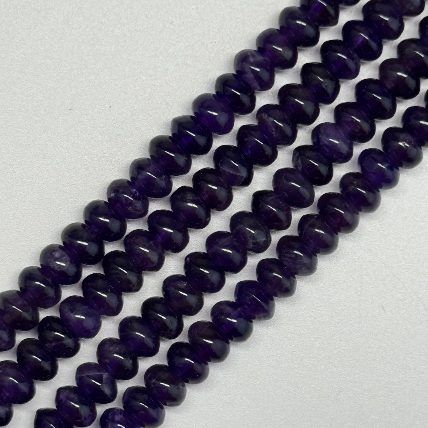 Amethyst Polished Rondelle Beads - (AA Quality)