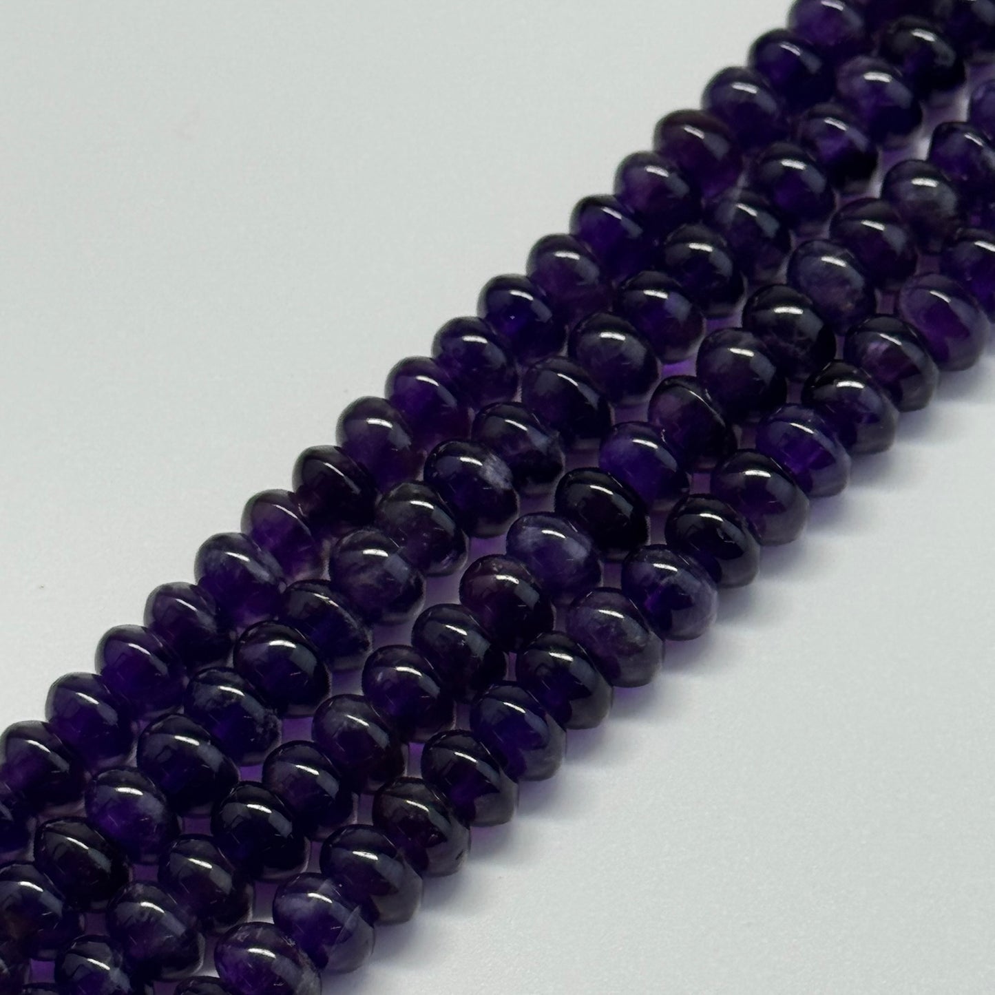 Amethyst Polished Rondelle Beads - (AA Quality)