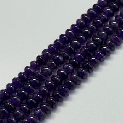 Amethyst Polished Rondelle Gemstone Beads - (AA Quality)