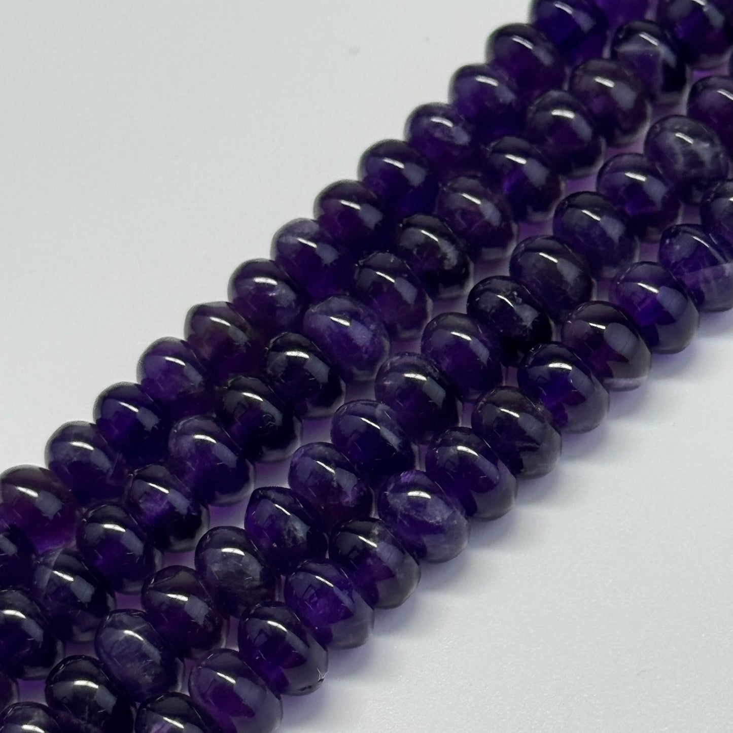 Amethyst Polished Rondelle Beads - (AA Quality)