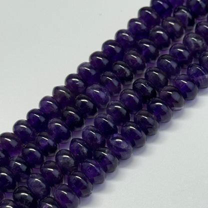 Amethyst Polished Rondelle Gemstone Beads - (AA Quality)