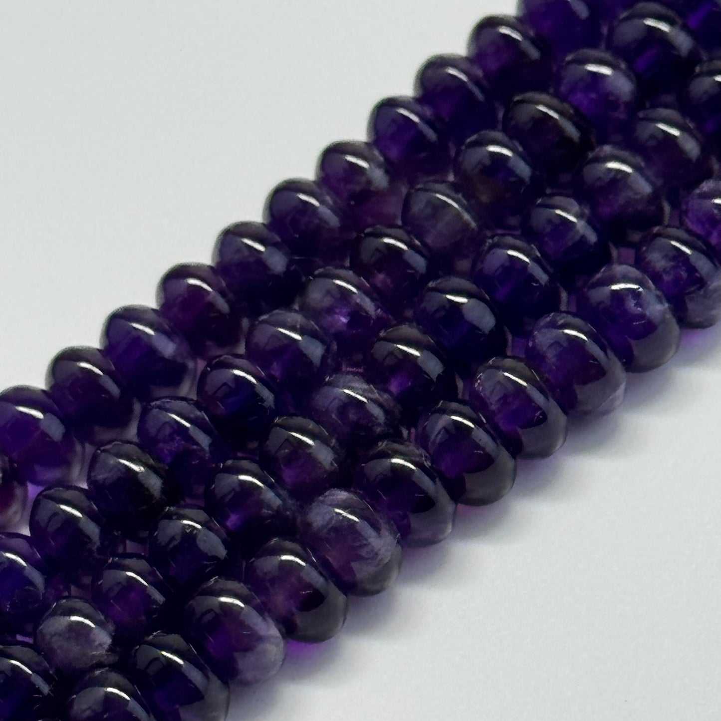 Amethyst Polished Rondelle Beads - (AA Quality)