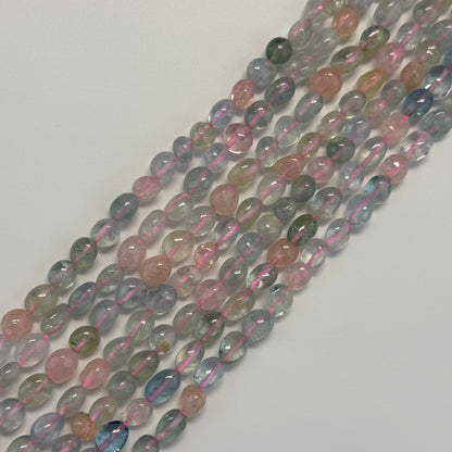 Aquamarine Morganite Freeform Gemstone Beads - (A Quality)