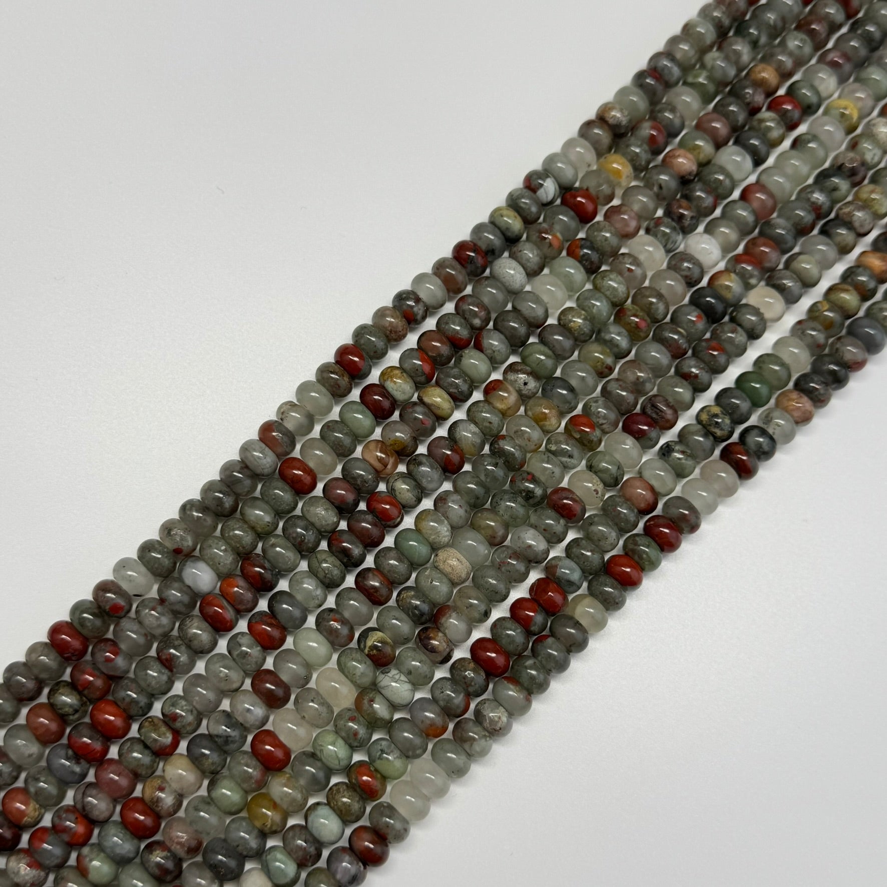 African Bloodstone Polished Rondelle Gemstone Beads - (A Quality ...