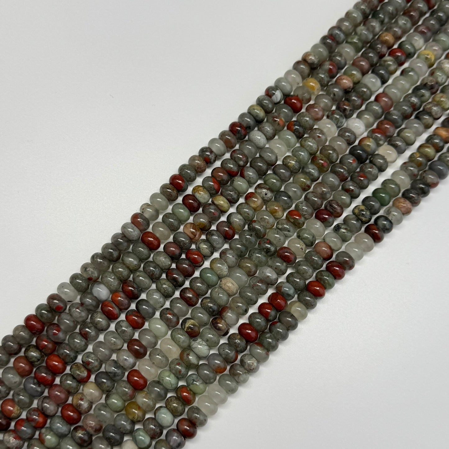 African Bloodstone Polished Rondelle Beads - (A Quality)