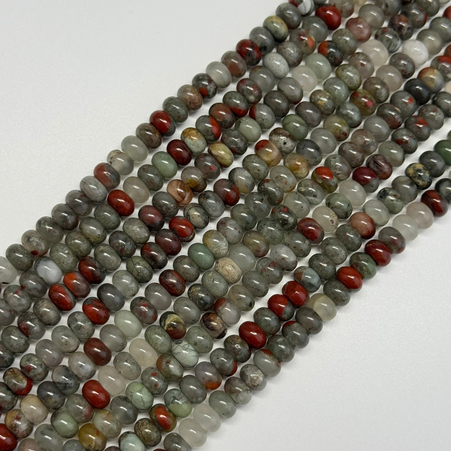 African Bloodstone Polished Rondelle Beads - (A Quality)