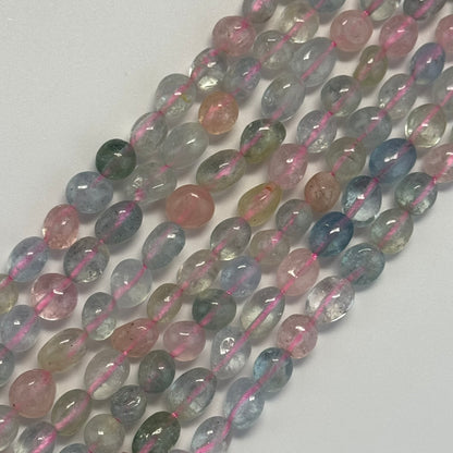 Aquamarine Morganite Freeform Gemstone Beads - (A Quality)