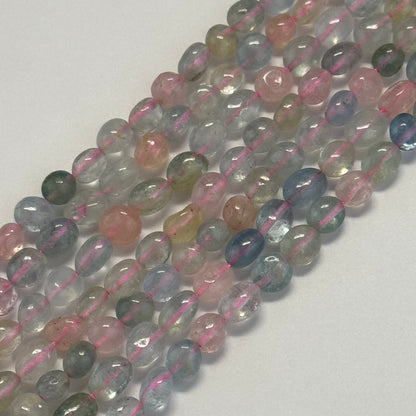 Aquamarine Morganite Freeform Gemstone Beads - (A Quality)