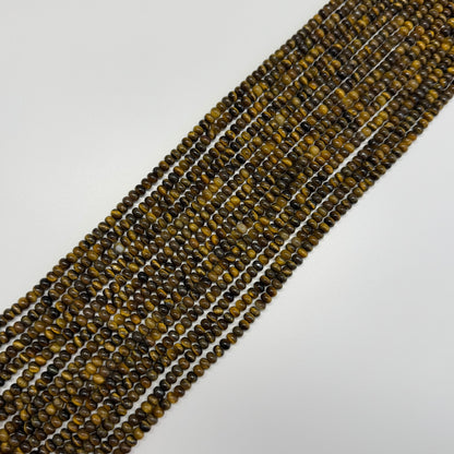 Tiger's Eye Polished Rondelle Gemstone Beads - (A Quality)