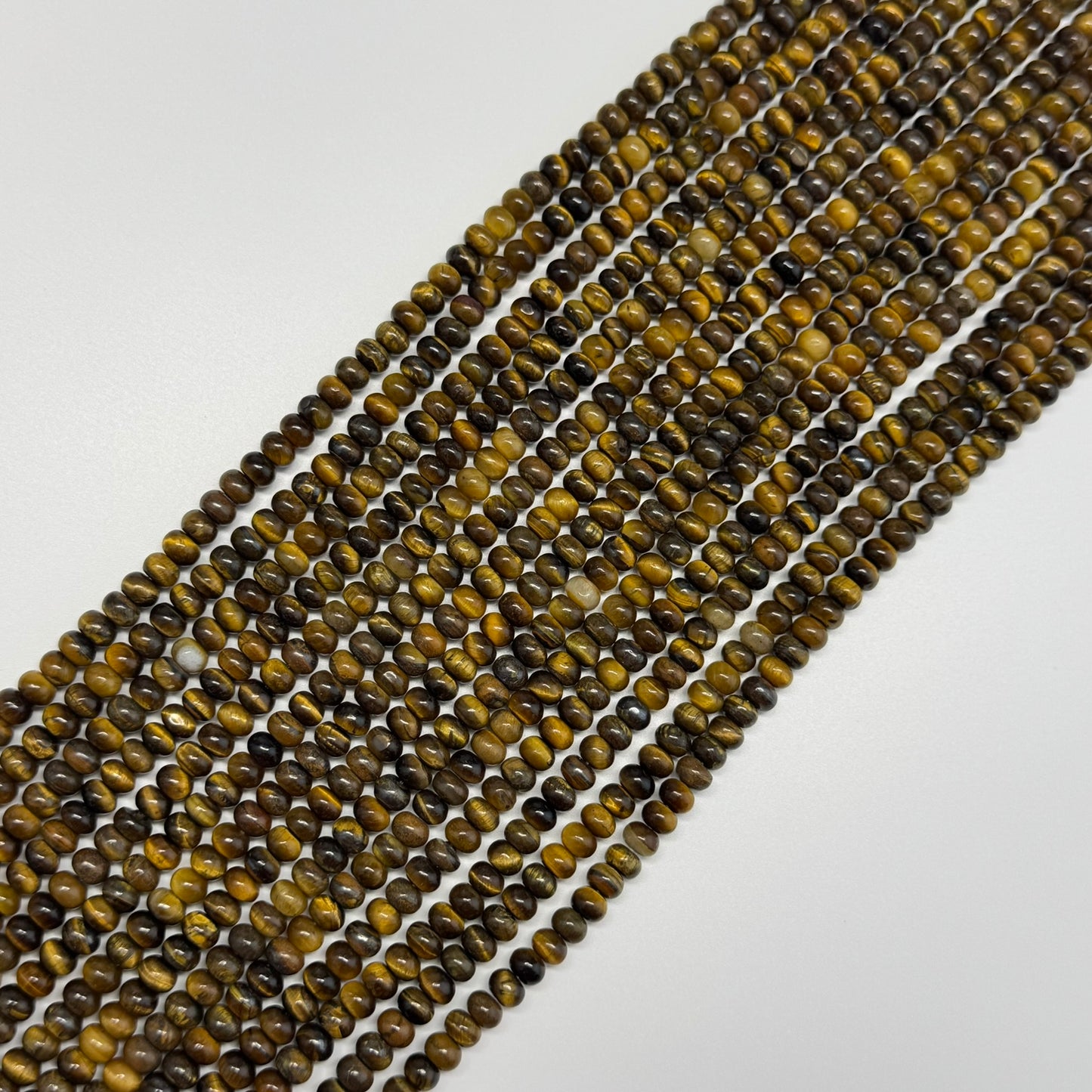 Tiger's Eye Polished Rondelle Beads - (A Quality)