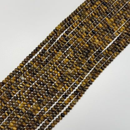 Tiger's Eye Polished Rondelle Gemstone Beads - (A Quality)