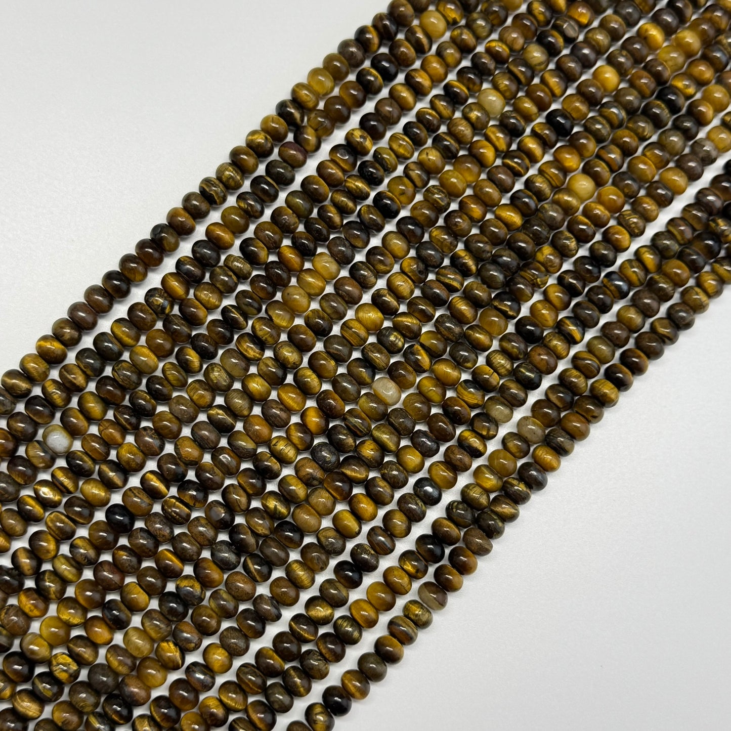 Tiger's Eye Polished Rondelle Beads - (A Quality)
