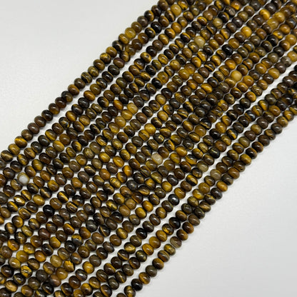 Tiger's Eye Polished Rondelle Gemstone Beads - (A Quality)