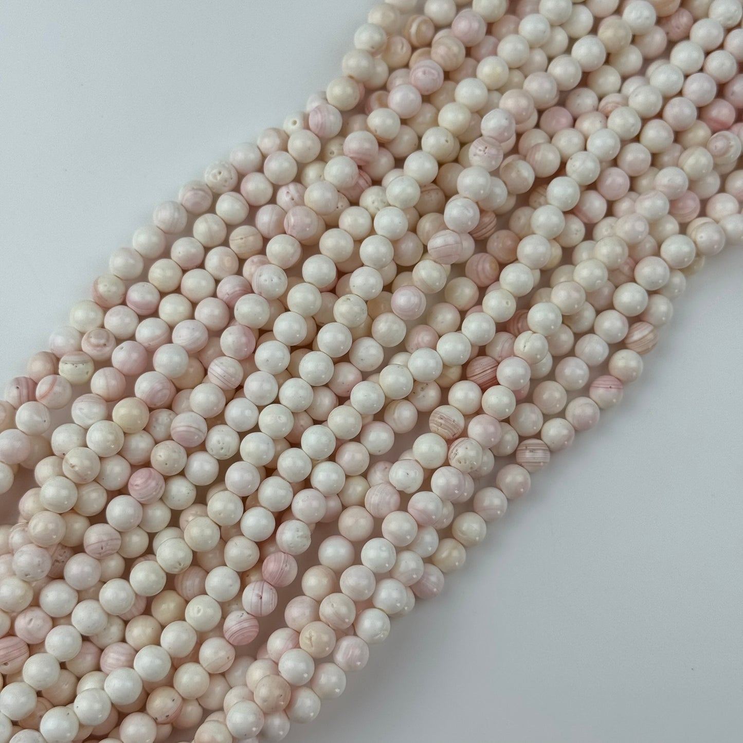 Soft Pink Shell Mother Of Pearl Polished Round Beads