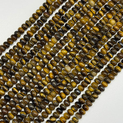 Tiger's Eye Polished Rondelle Gemstone Beads - (A Quality)