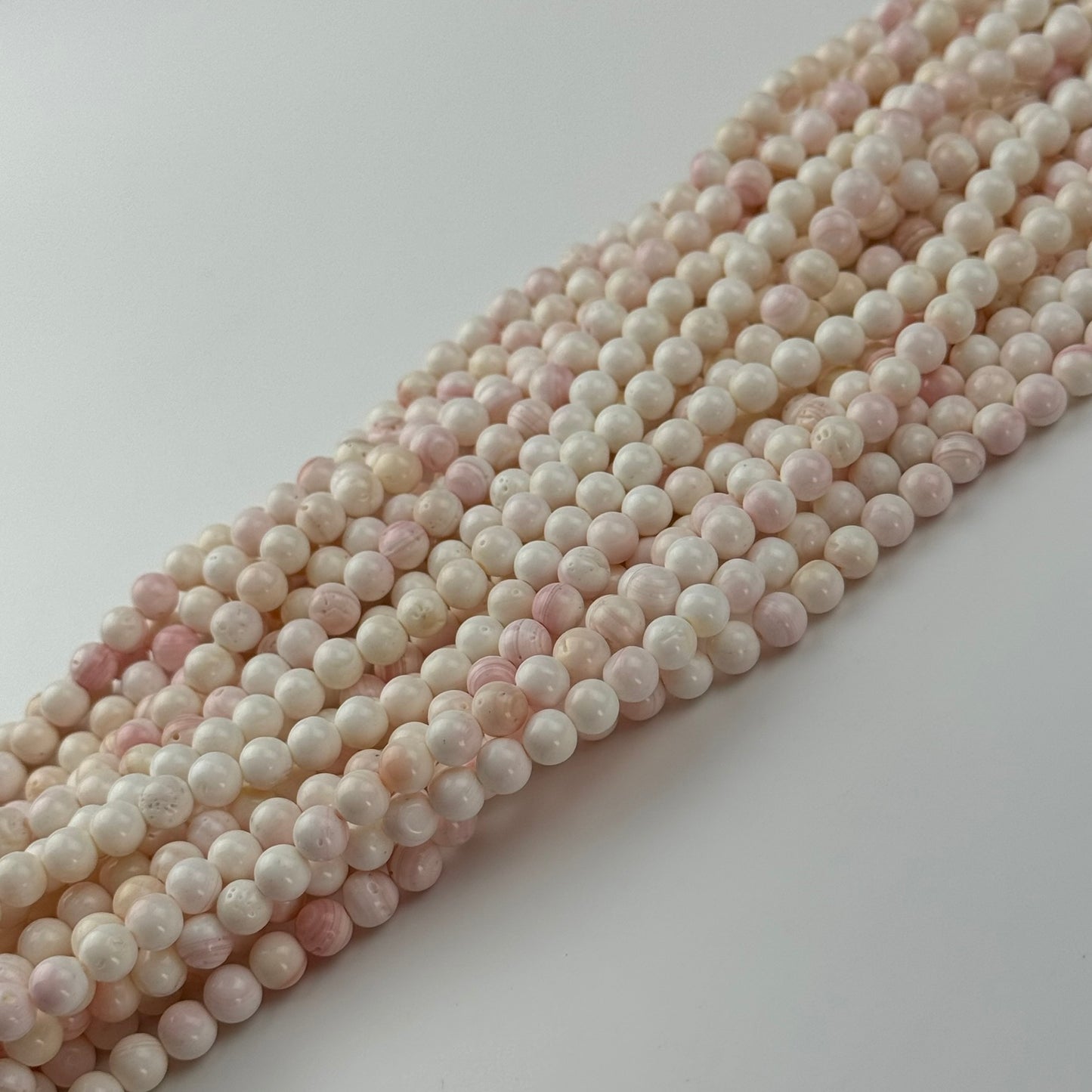 Soft Pink Shell Mother Of Pearl Polished Round Beads