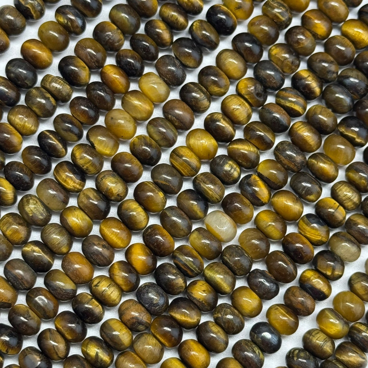 Tiger's Eye Polished Rondelle Beads - (A Quality)