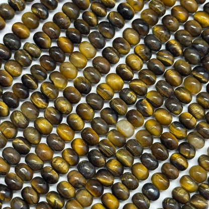 Tiger's Eye Polished Rondelle Gemstone Beads - (A Quality)