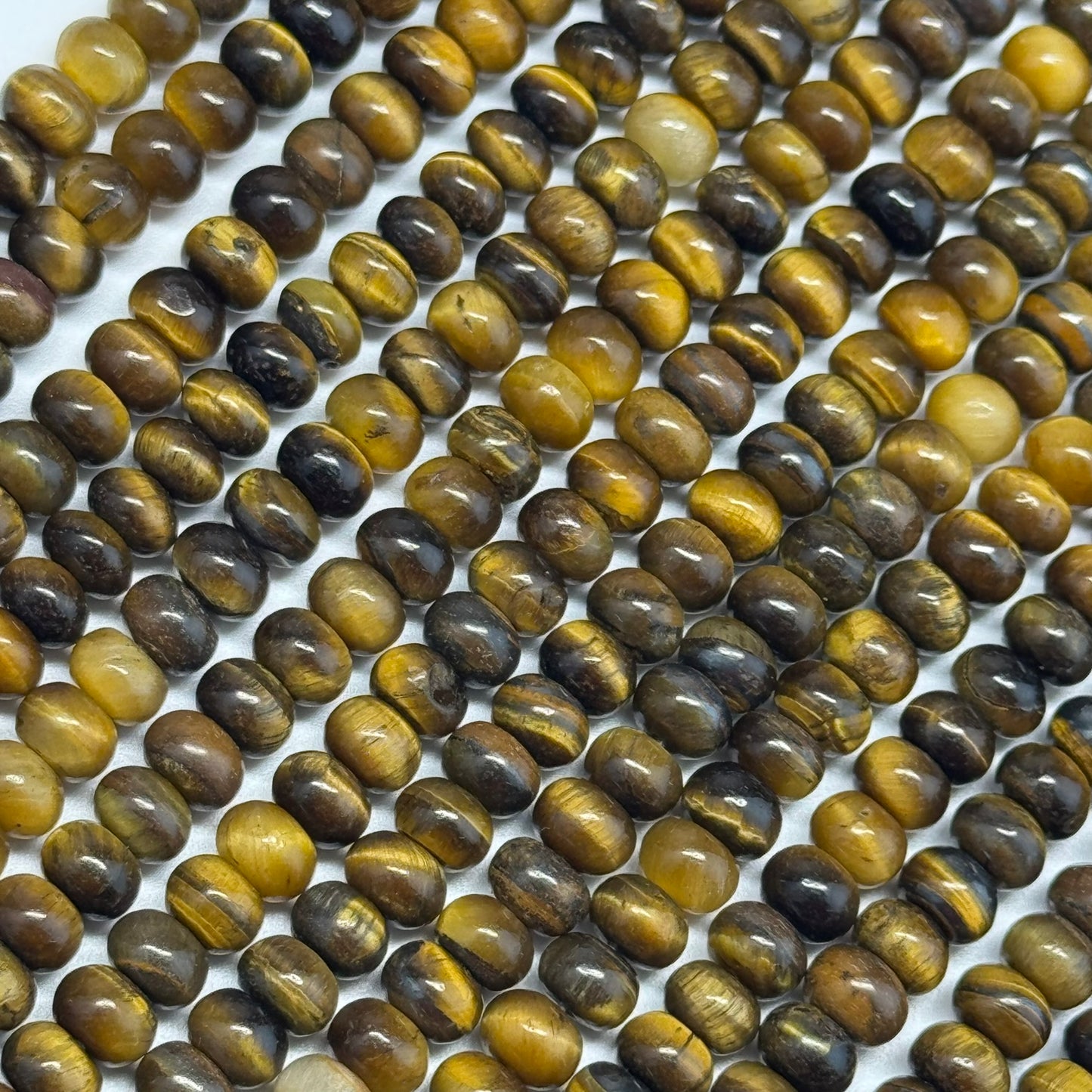 Tiger's Eye Polished Rondelle Beads - (A Quality)