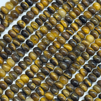 Tiger's Eye Polished Rondelle Gemstone Beads - (A Quality)