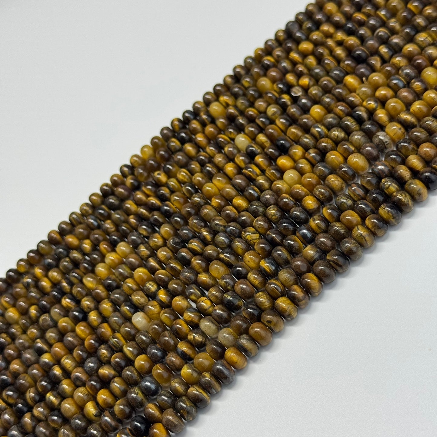 Tiger's Eye Polished Rondelle Beads - (A Quality)