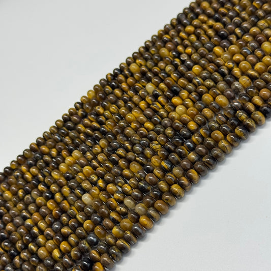 Tiger's Eye Polished Rondelle Gemstone Beads - (A Quality)