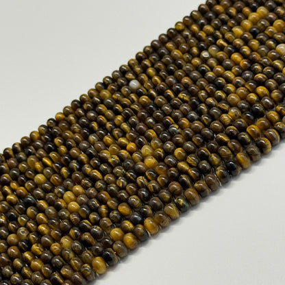 Tiger's Eye Polished Rondelle Gemstone Beads - (A Quality)