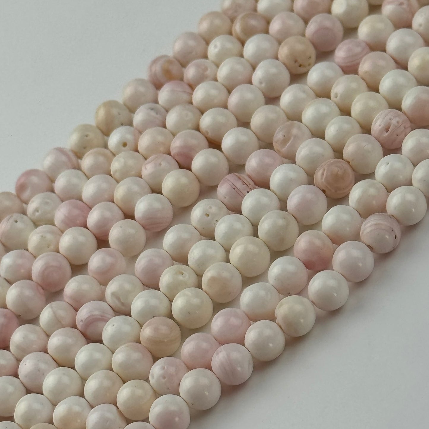 Soft Pink Shell Mother Of Pearl Polished Round Beads