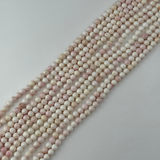 Soft Pink Shell Mother Of Pearl Polished Round Beads