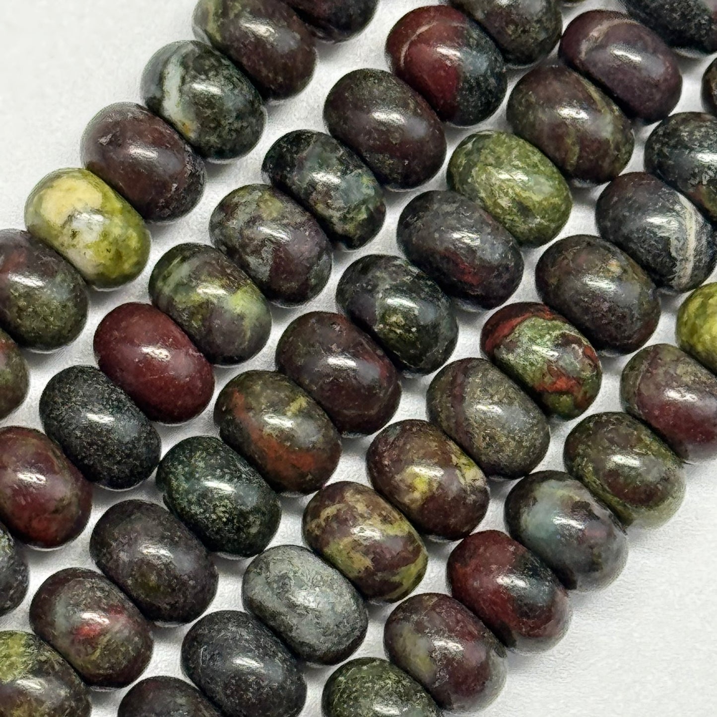 Dragon's Blood Polished Rondelle Beads - (A Quality)