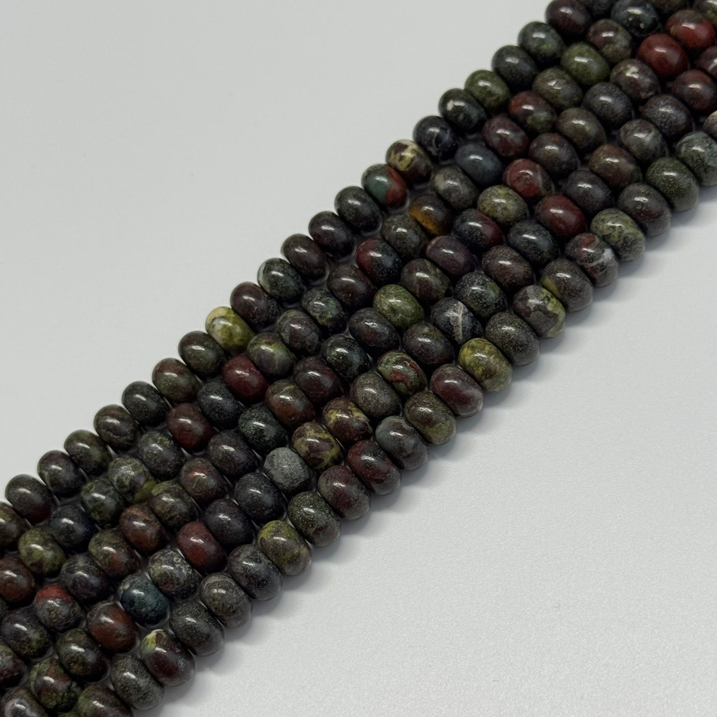 Dragon's Blood Polished Rondelle Beads - (A Quality)