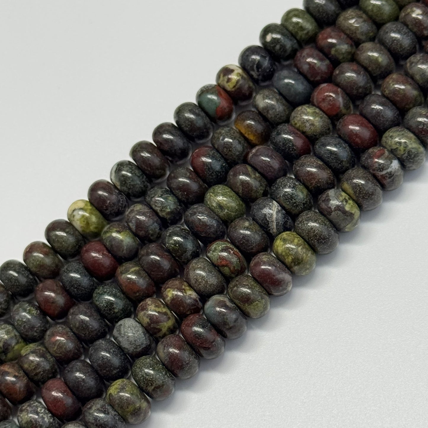 Dragon's Blood Polished Rondelle Beads - (A Quality)