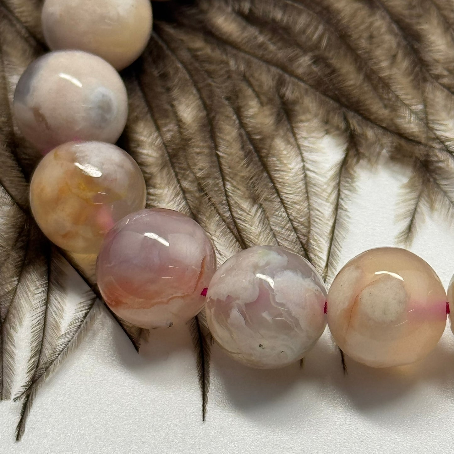 Sakura Agate Bracelet – Natural Pink & White Gemstone Jewelry - (AAA Quality)