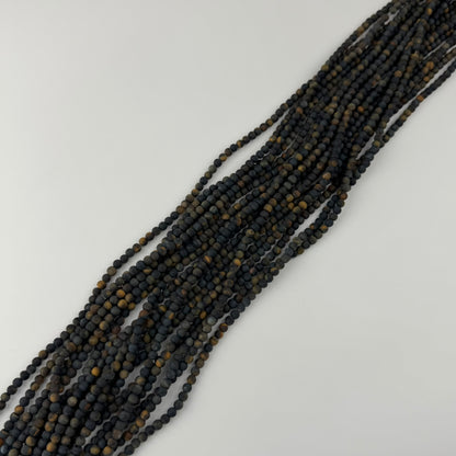 Tiger's Eye Blue Frosted Round Beads (A Quality)